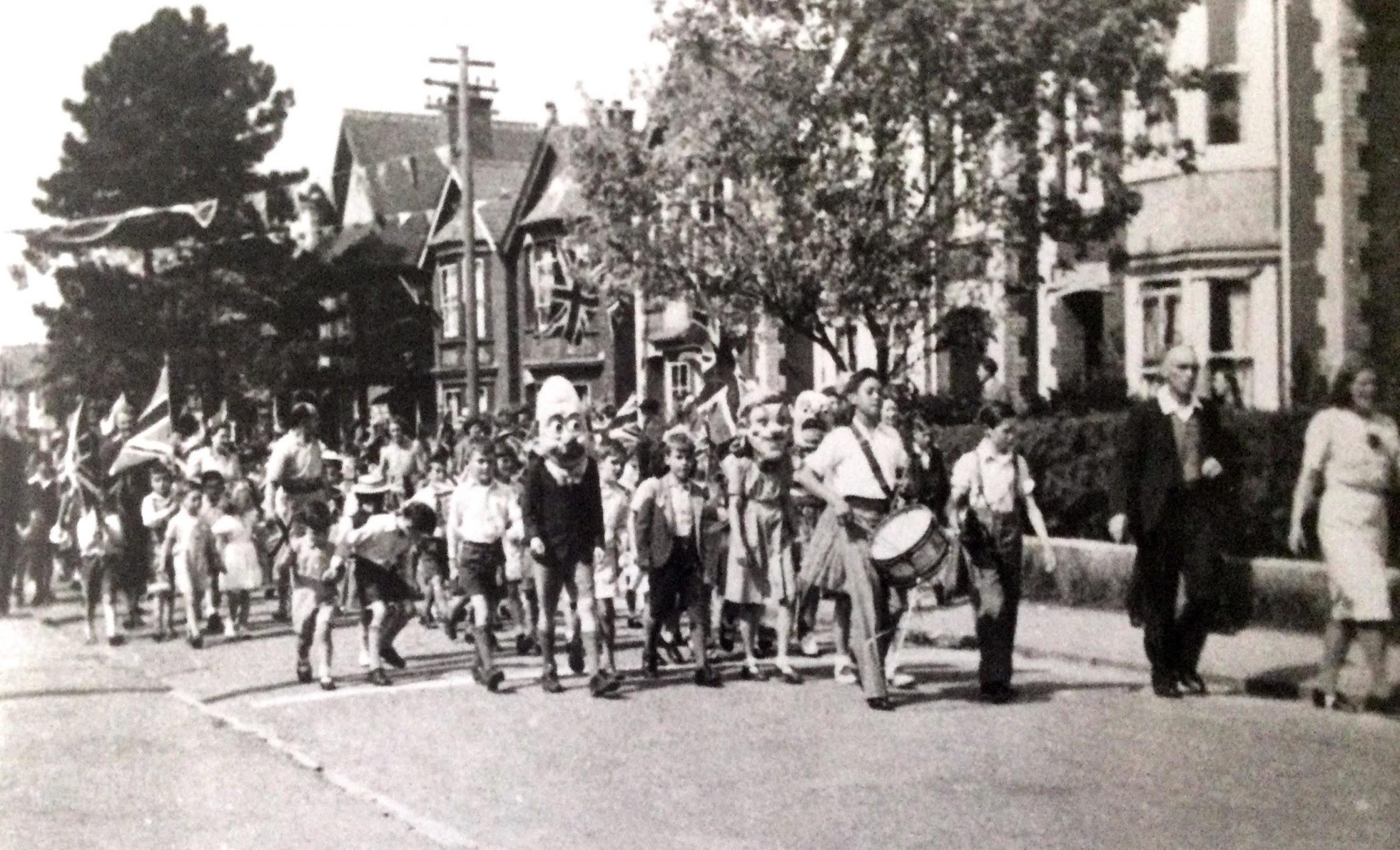 VJ Day celebrations on Old Winton Road in 1945